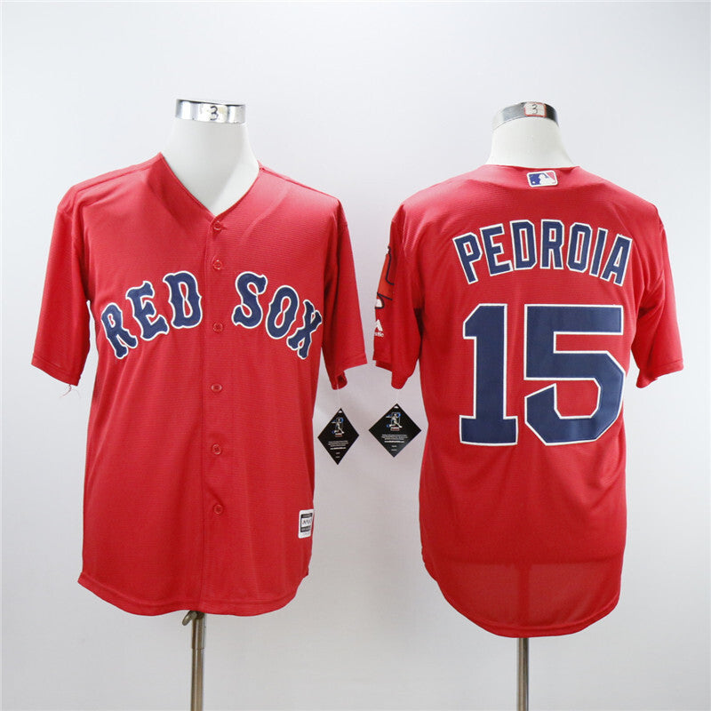 Boston Red Sox #15 Dustin Pedroia Red Sox 15 Red Fan With Team Logo