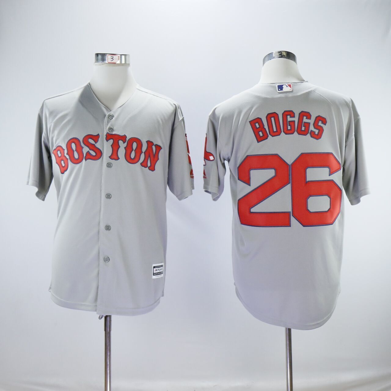 Boston Red Sox #26 Wade Boggs Red Sox 26 Gray Fan With Team Logo