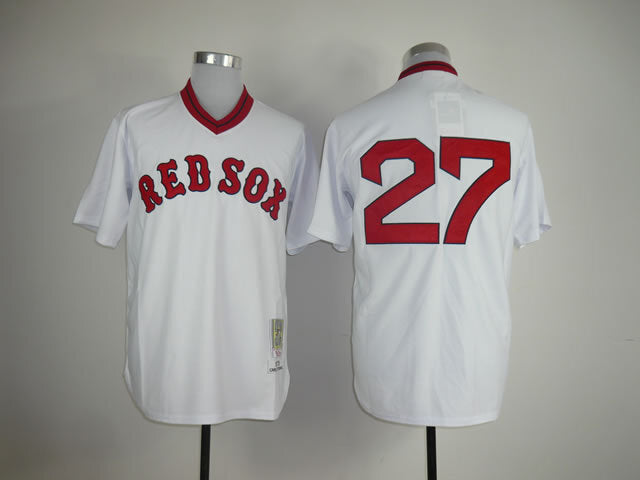 Boston Red Sox #27 Red Sox 27 White Pullover Retro