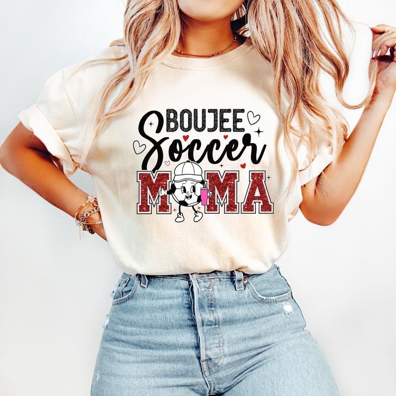 Boujee Soccer Mama T-Shirt, Soccer T-Shirt, Sports T-Shirt, Trendy Retro Mom T-Shirt,, tshirt hot trend 2025 Hoodie,...