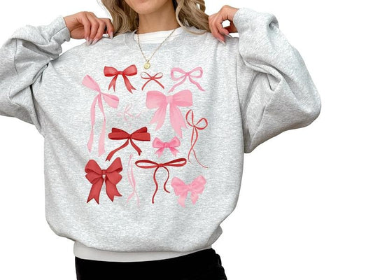 Bow Sweatshirt, Pink Bow Sweatshirt, Coquette Aesthetic Shirt, Y2k Shirt, Valentines Sweatshirt, Gifts For Women, Long...