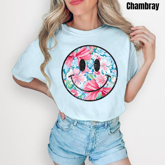 Bows & Blooms Happy Face Comfort Colors T-Shirt 'NLB'' Hoodie, Sweatshirt | WearSparks.com