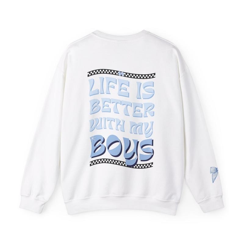 Boy Mama Crewneck, Two Sided with Sleeve Design, Mama Pullover for Boy Moms, Mom Sweatshirt, mom sweatshirts girl mom...