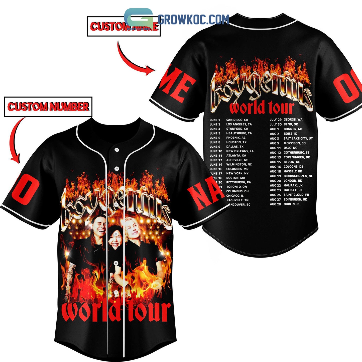 Boygenius World Tour Personalized Baseball Jersey