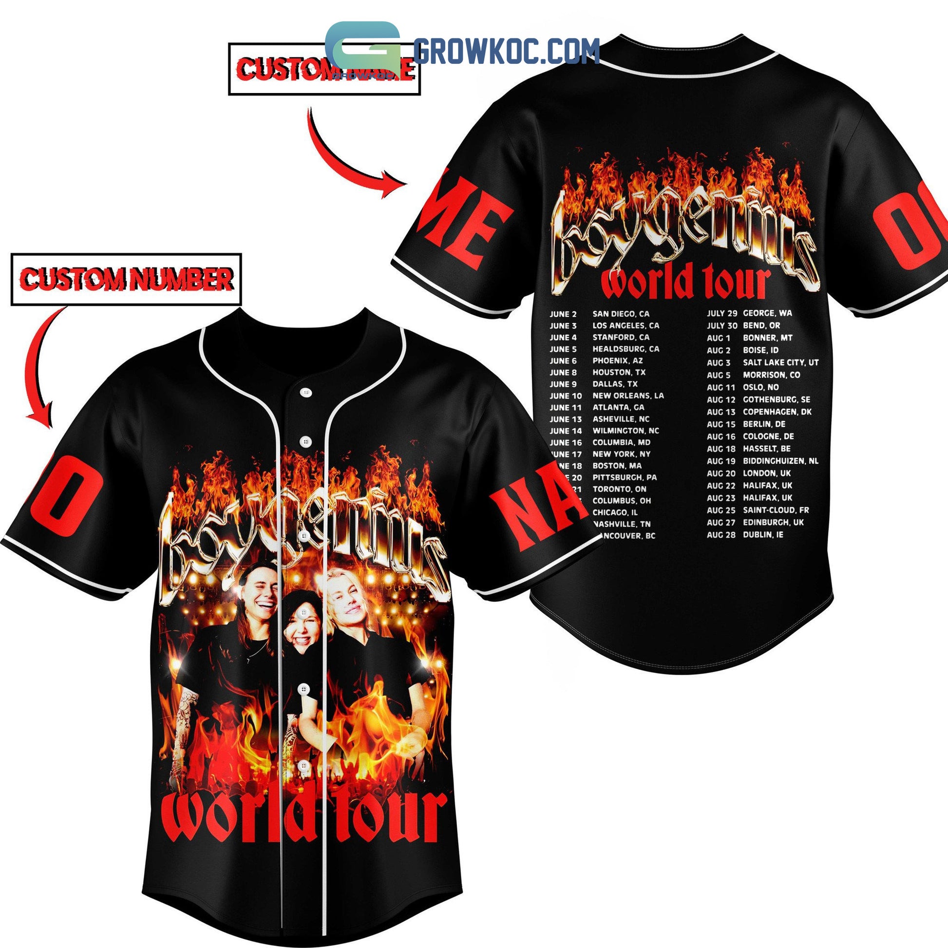Boygenius World Tour Personalized Baseball Jersey