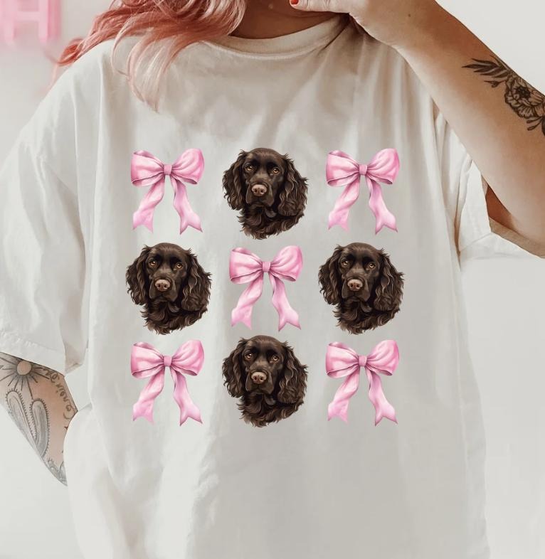 Boykin Spaniel with bows Shirt ~ Unisex Dog Mama Apparel Relaxed Fit Printed In The USA Clothing Womenswear Casual...