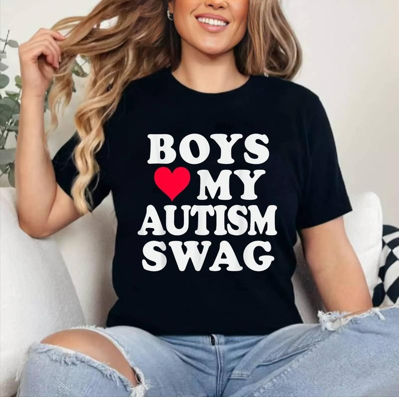 Boys Love My Autism Swag Funny Autistic Girl Awareness Idea T-Shirt | Cotton 100%, Crewneck, Top Womenswear Hoodie,...