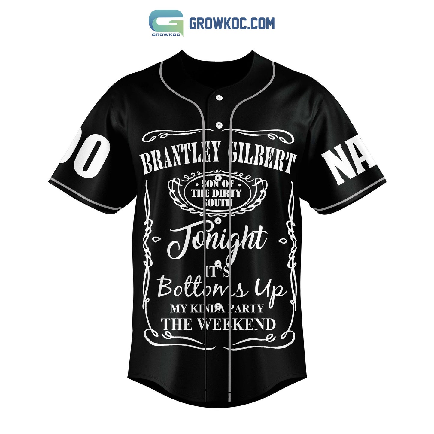Brantley Gilbert Get’em Up Tonight It’s Bottoms Up Personalized Baseball Jersey