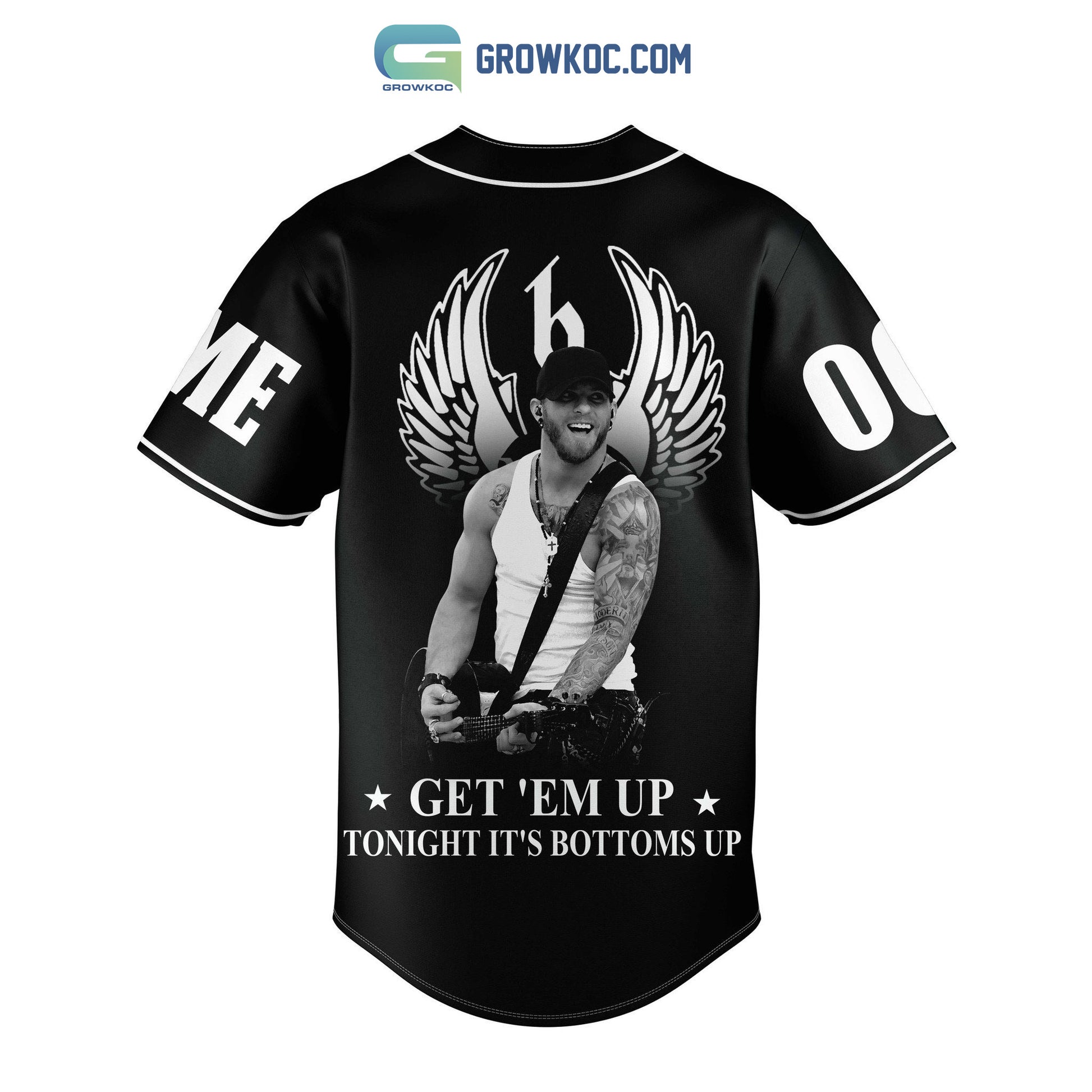 Brantley Gilbert Get’em Up Tonight It’s Bottoms Up Personalized Baseball Jersey