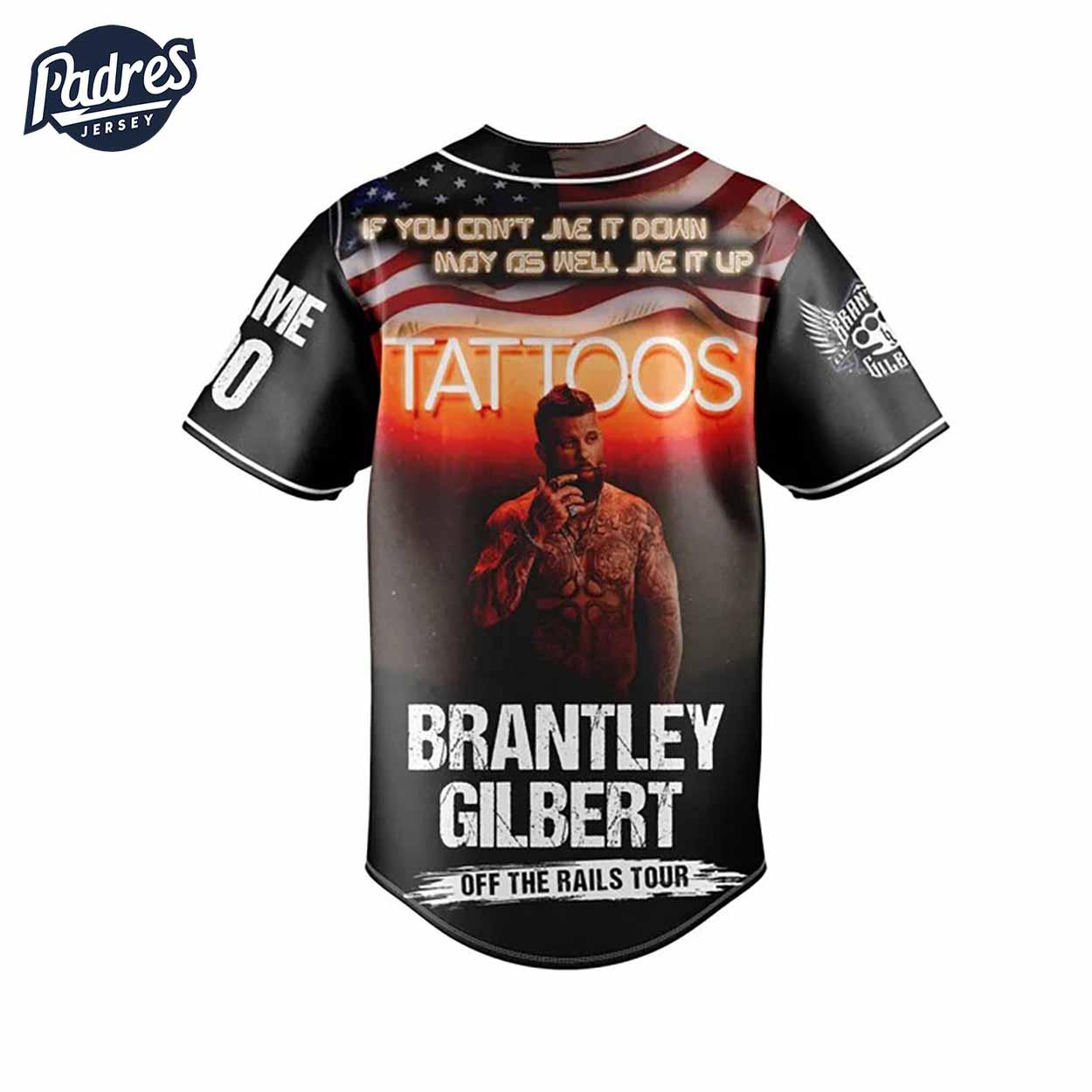 Brantley Gilbert Tour 2025 Baseball Jersey Outfit-The Tattoos - Padres Jersey Oasis: Elevate Your Baseball... (Image 4)