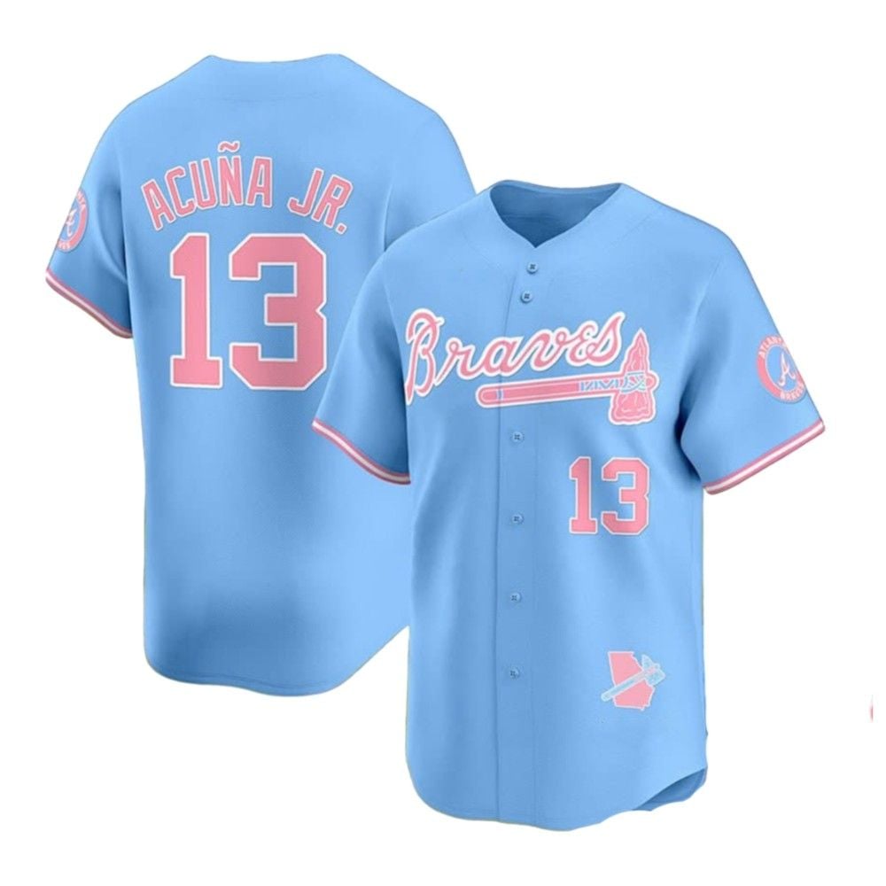 Braves Acuna Jr Pink Bubblegum 2025 Jersey - Grishko.com T-Shirts, Hoodie, Sweatshirt | WearSparks.com (Image 2)