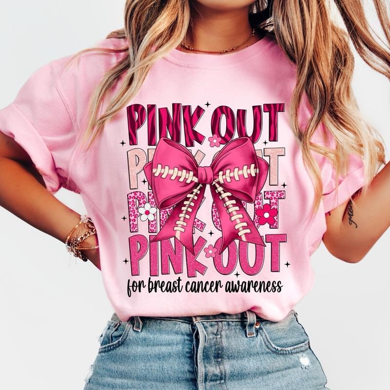 Breast Cancer Awareness Shirt, In October We Wear Pink T-Shirt, Inspirational Pink Ribbon Sweatshirt, Coquette Style...
