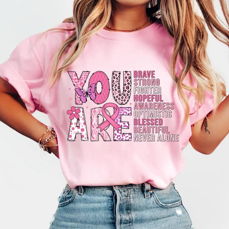 Breast Cancer Awareness Shirt, In October We Wear Pink T-Shirt, Pink Ribbon Inspirational Shirt, Awareness Ribbon...
