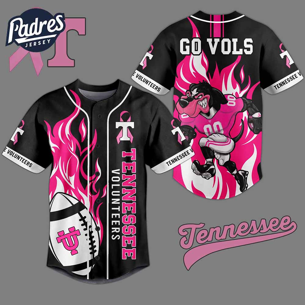 Breast Cancer Tennessee Volunteers Baseball Jersey - Padres Jersey Oasis: Elevate Your Baseball Style Game T-Shirts,...