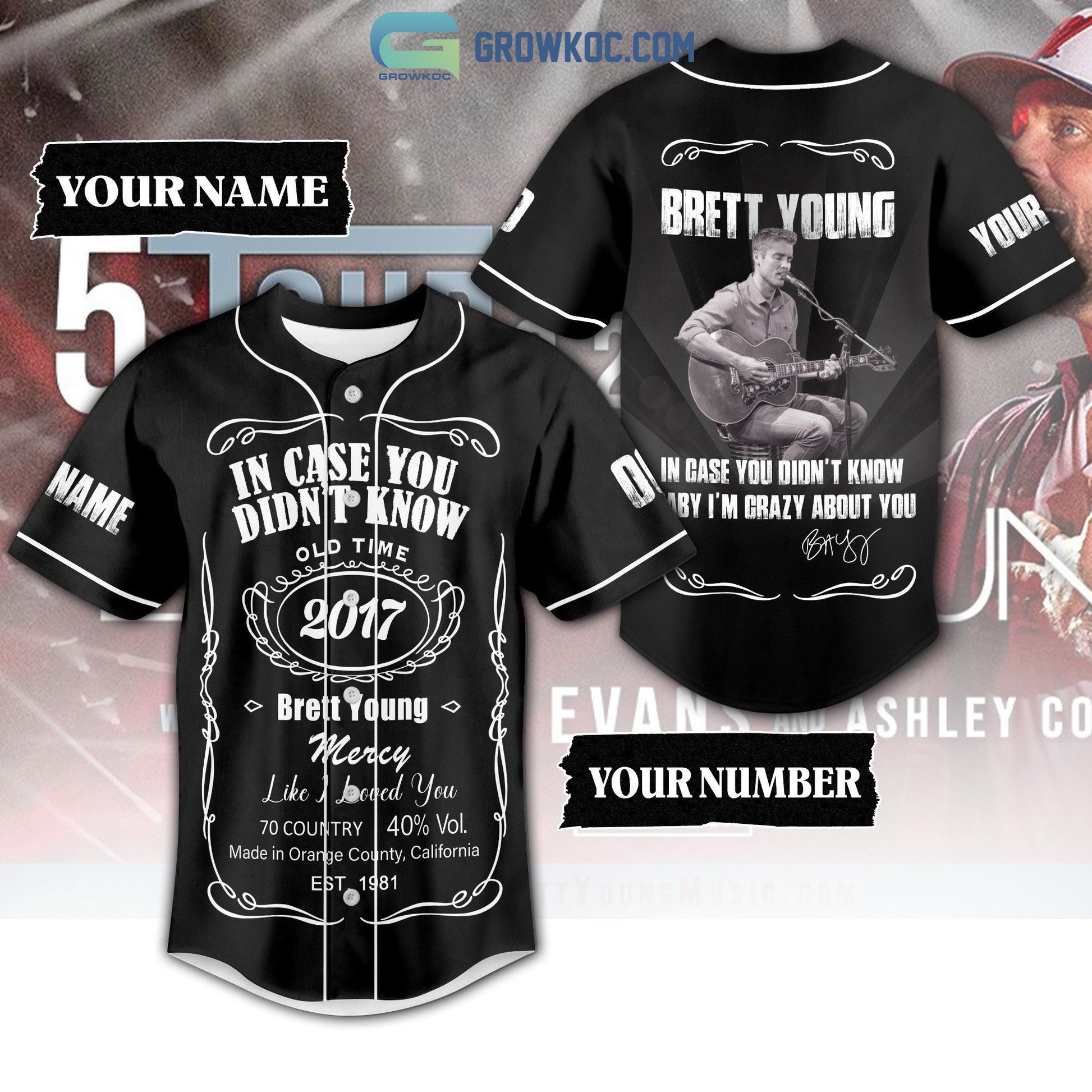 Brett Young In Case You Didn’t Know Baby I’m Crazy About You Black Design Personalized Baseball Jersey