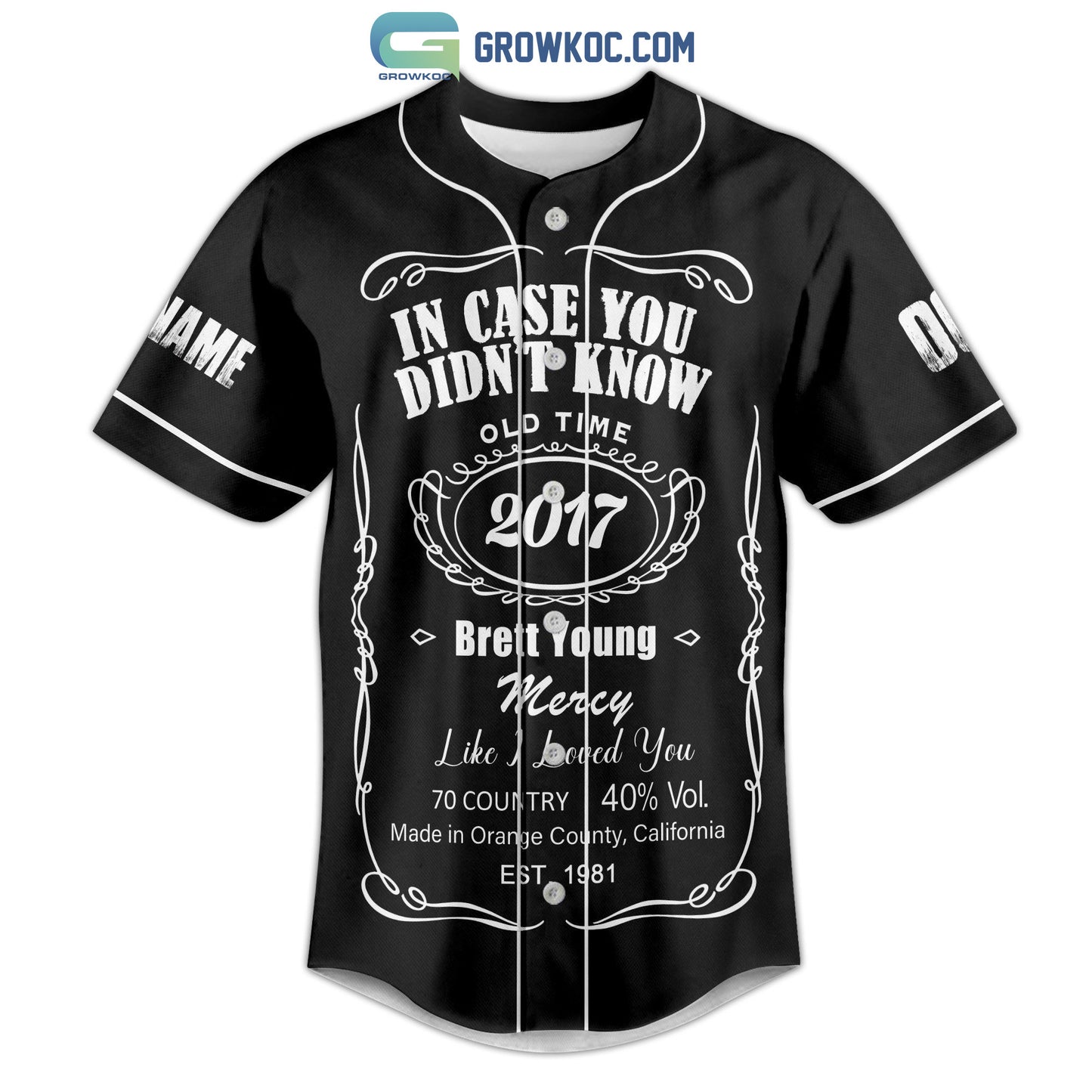 Brett Young In Case You Didn’t Know Baby I’m Crazy About You Black Design Personalized Baseball Jersey