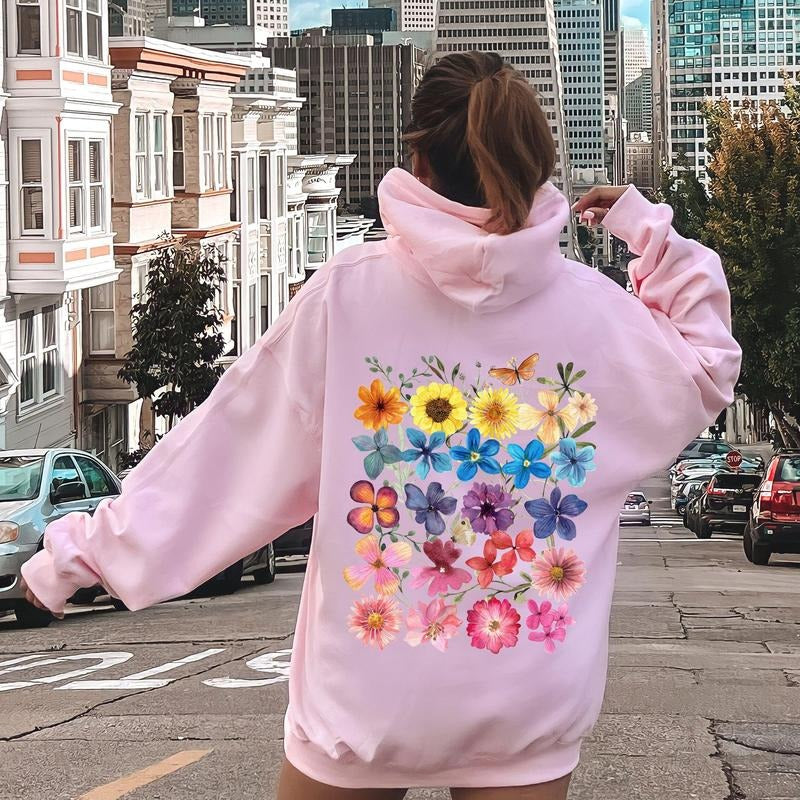 Bright Pressed Flowers Hoodie T-Shirts, Sweatshirt | WearSparks.com