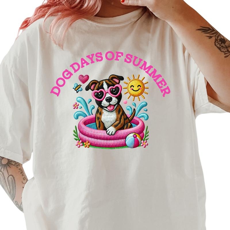 Brindle Pitbull Dog Days of Summer Shirt ~ Unisex Apparel Relaxed Fit Printed In The USA Clothing Womenswear Casual...