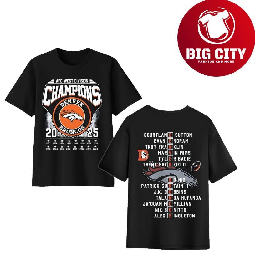 Broncos 2025 AFC West Division Champions Two Sided Shirt