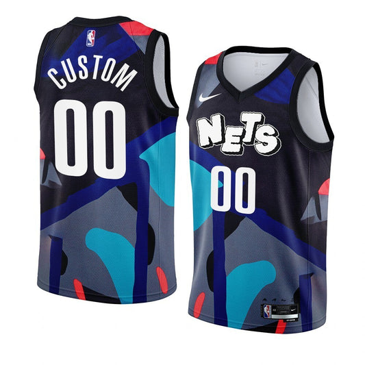 Brooklyn Nets Custom 2023-24 City Edition Black KAWS Jersey Men's
