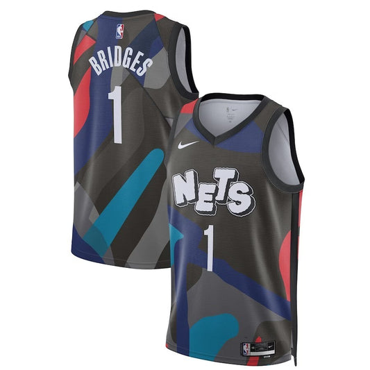 Brooklyn Nets #1 Mikal Bridges Unisex 2023 24 Swingman Jersey - Black - City Edition