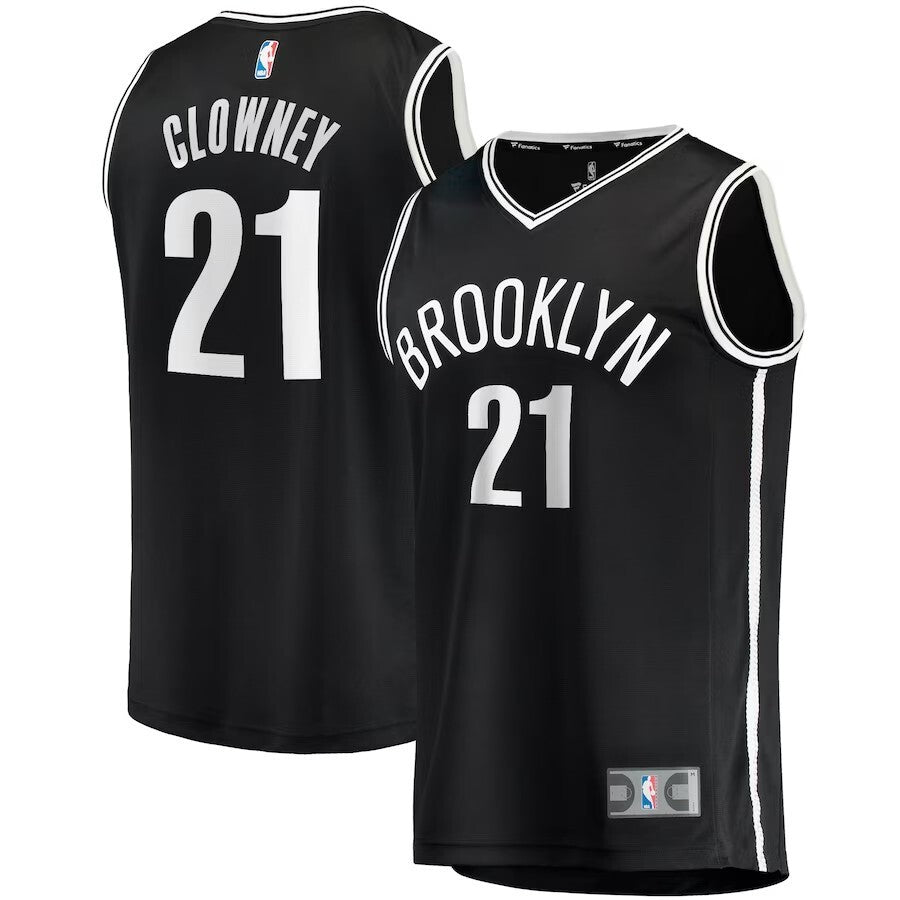 Brooklyn Nets #21 Noah Clowney 2023 NBA Draft First Round Pick Fast Break Replica Jersey - Icon Edition - Black