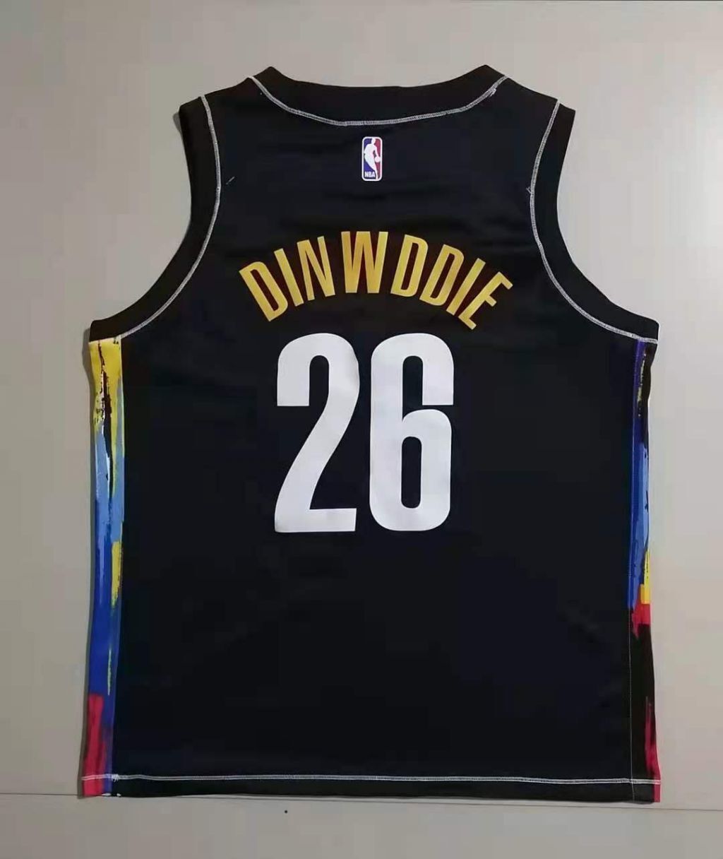 Brooklyn Nets #26 Spencer Dinwiddie Nets Black v Collar 26 # Hot Press s-2xl Style 1