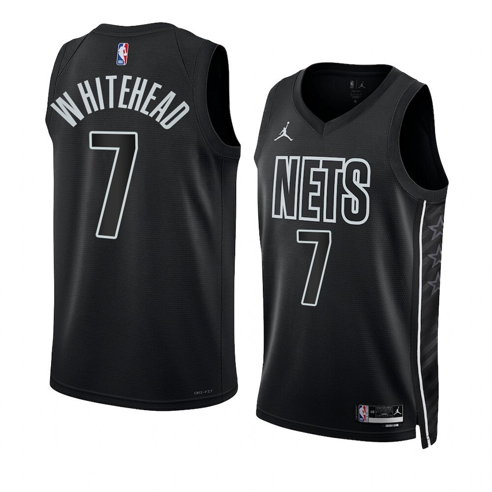Brooklyn Nets #7 Dariq Whitehead 2023 NBA Draft Men Black Jersey 2022-2023 Statement Edition