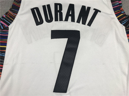 Brooklyn Nets #7 Kevin Durant 19 Nets 7 White City Edition Logo Style 1