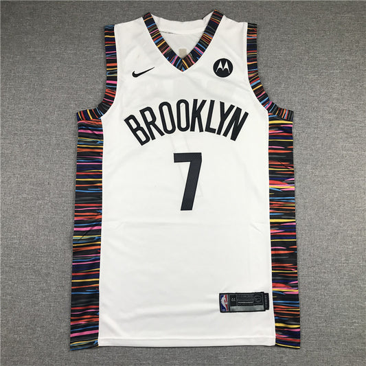 Brooklyn Nets #7 Kevin Durant 19 Nets 7 White City Edition Logo Style 2