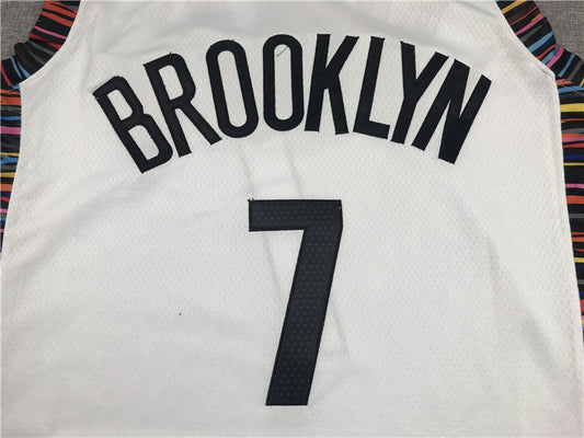 Brooklyn Nets #7 Kevin Durant 19 Nets 7 White City Edition Logo Style 3