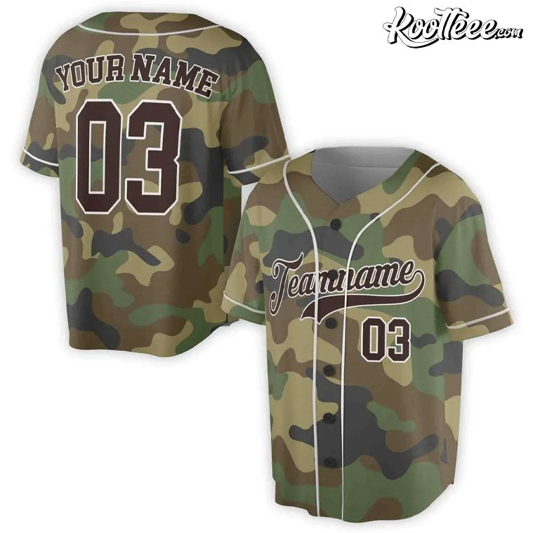 Brown Camo Custom Name Baseball Jersey