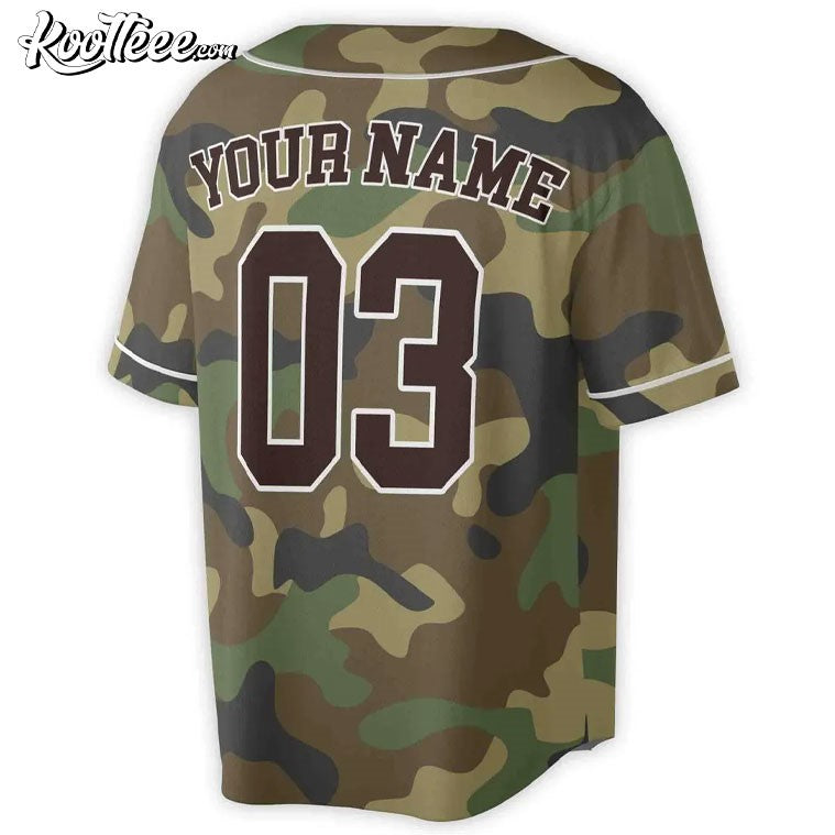 Brown Camo Custom Name Baseball Jersey