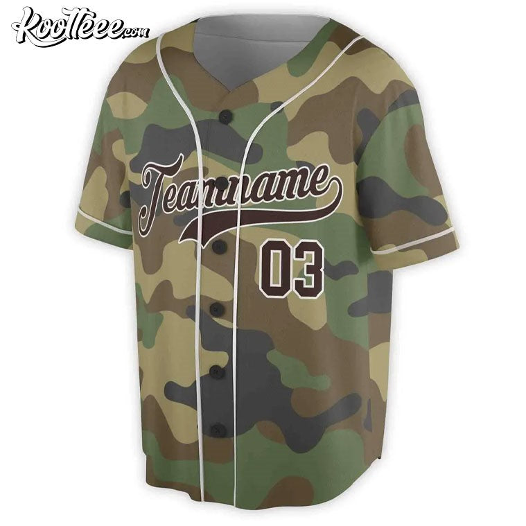 Brown Camo Custom Name Baseball Jersey