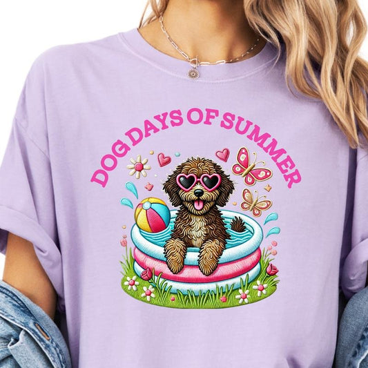 Brown Merle Aussie Doodle Dog Days of Summer Shirt ~ Unisex Apparel Relaxed Fit Printed In The USA Clothing Womenswear...