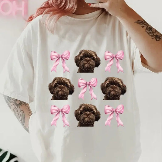 Brown shih tzu with bows Shirt ~ Unisex Apparel Relaxed Fit Printed In The USA Clothing Womenswear Casual Comfort Cotton...