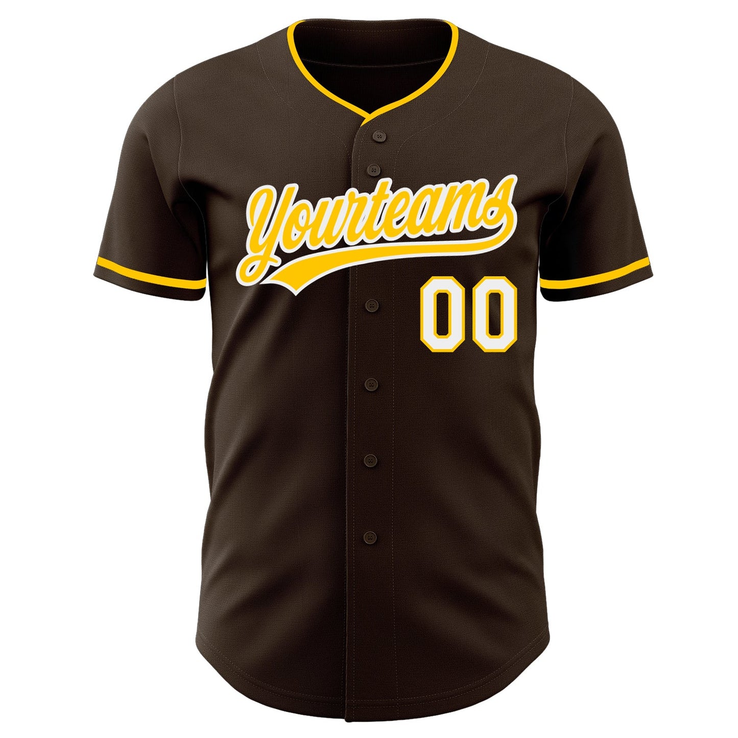 Custom Brown Yellow-White Authentic Baseball Jersey