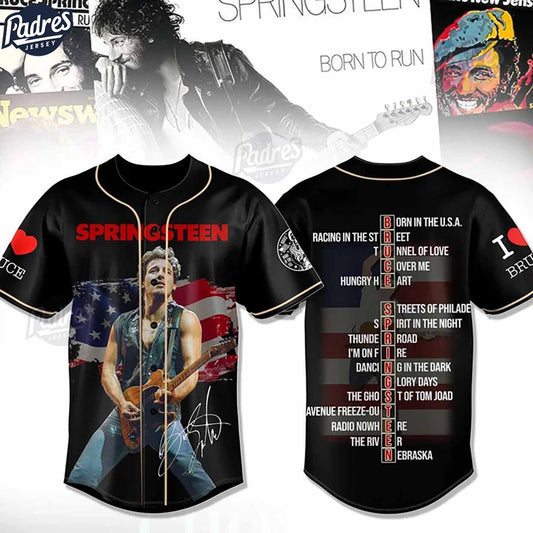 Bruce Springsteen American Flag Music Baseball Jersey - Padres Jersey Oasis: Elevate Your Baseball Style Game... (Image 1)