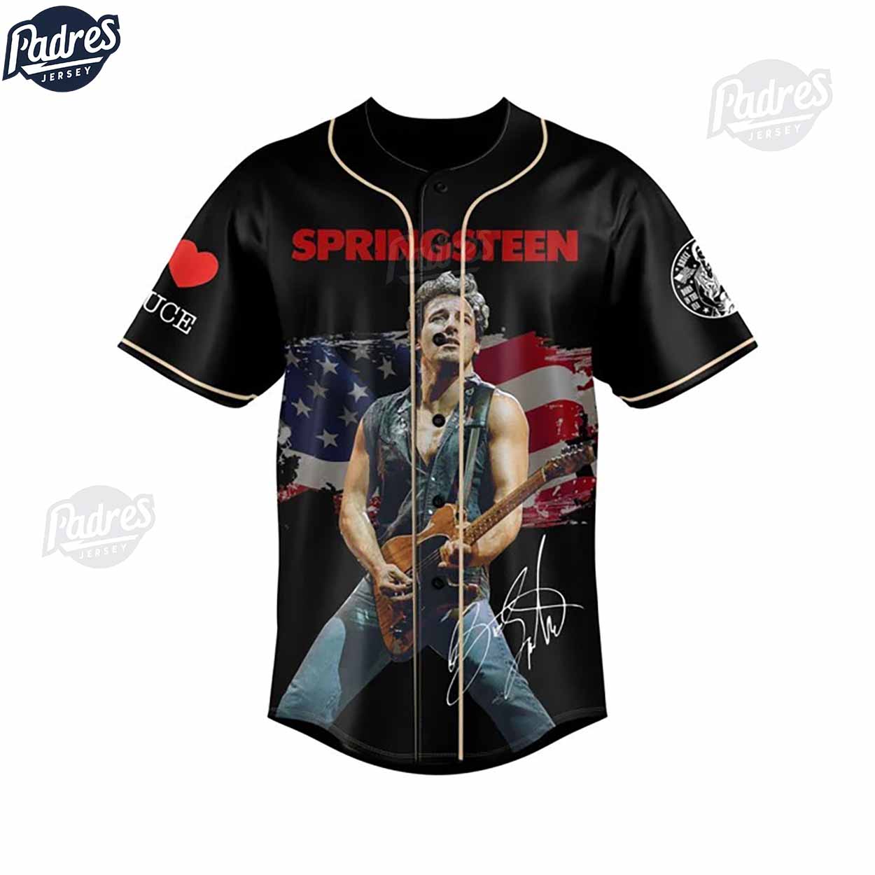 Bruce Springsteen American Flag Music Baseball Jersey - Padres Jersey Oasis: Elevate Your Baseball Style Game... (Image 3)