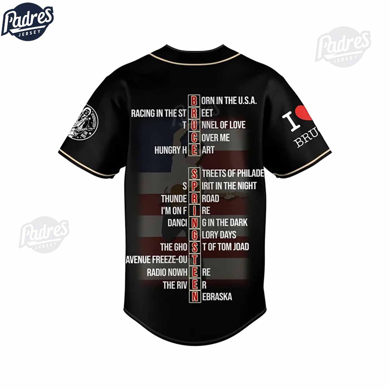 Bruce Springsteen American Flag Music Baseball Jersey - Padres Jersey Oasis: Elevate Your Baseball Style Game... (Image 4)