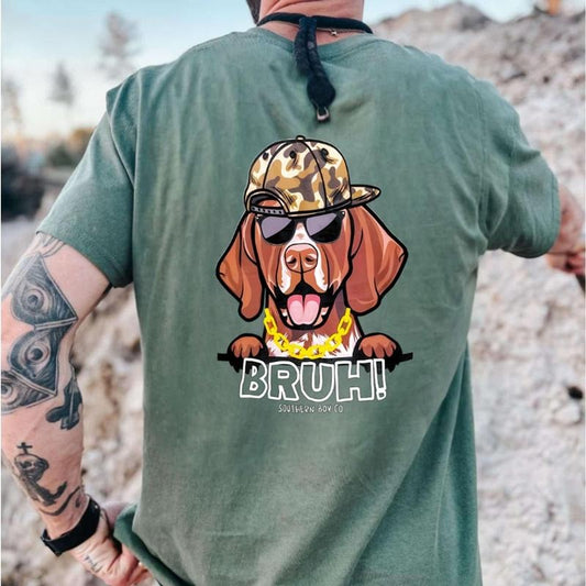Bruh GSP Dog Tee, Funny Hunting Dog Shirt, Short Sleeve Graphic Tee, German Shorthair Style 0T70T Hoodie, Sweatshirt