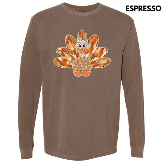 Brushstroke Autumn Turkey Long Sleeve Comfort Colors T-Shirt 'NLB' Hoodie, Sweatshirt | WearSparks.com