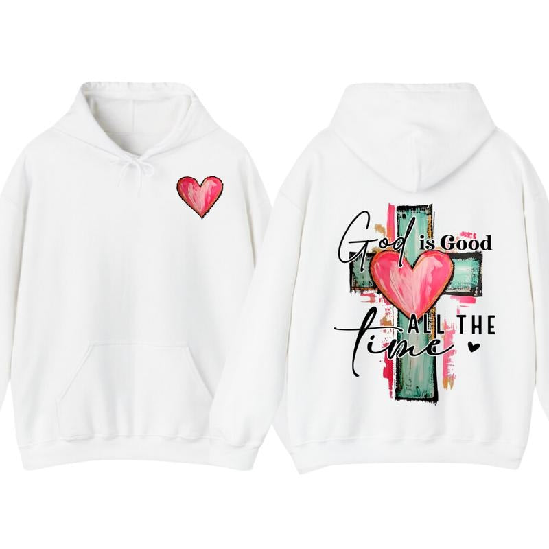 Brushstroke God Is Good All The Time 2 Sided T-Shirt Hoodie, Hand Drawn Cross Watercolor Graphic Tee, Christian Shirt,...