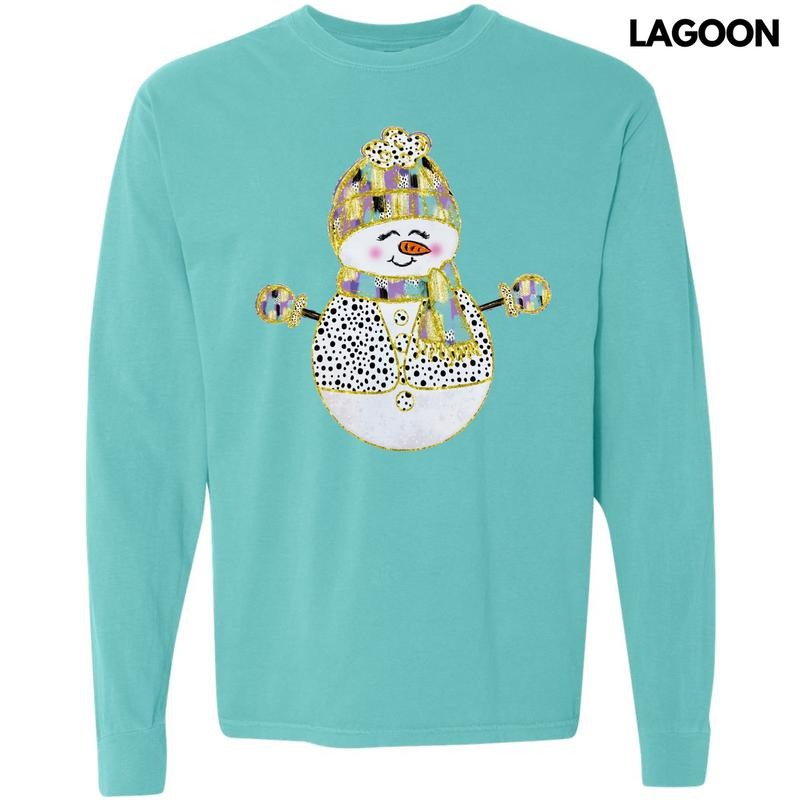 Brushstroke Snowman Purple Long Sleeve Comfort Colors T-Shirt 'NLB' Hoodie, Sweatshirt | WearSparks.com