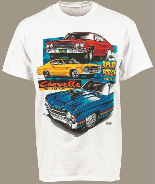 Brute Force Chevelle T-Shirts - Vintage Hot Rod Muscle Car Graphic Tee  for Car Enthusiasts Men's Cotton Tee - Old School...
