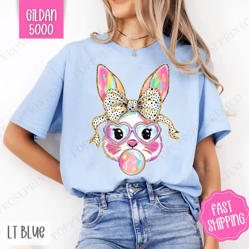 Bubble Bunny Shirt Gildan, Cute Easter Tee, Trendy Bunny Women's Tshirt Plus Sizes, Gift for Her Hoodie, Sweatshirt