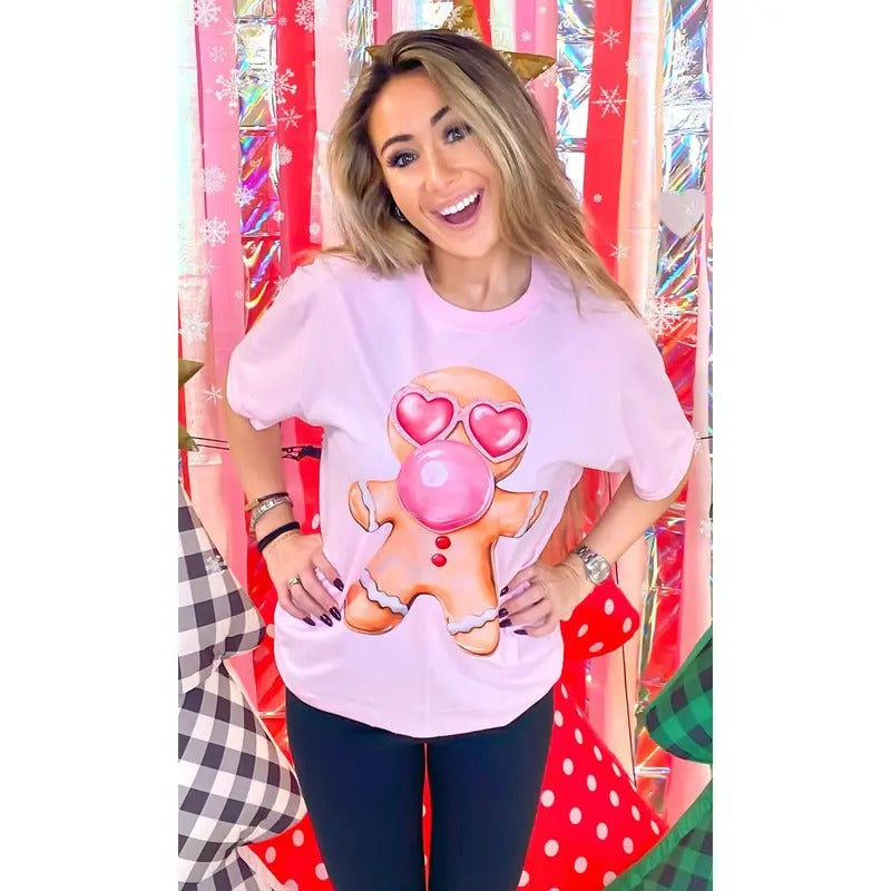 Bubble Gum Gingerbread Christmas Graphic T-Shirt Hoodie, Sweatshirt | WearSparks.com