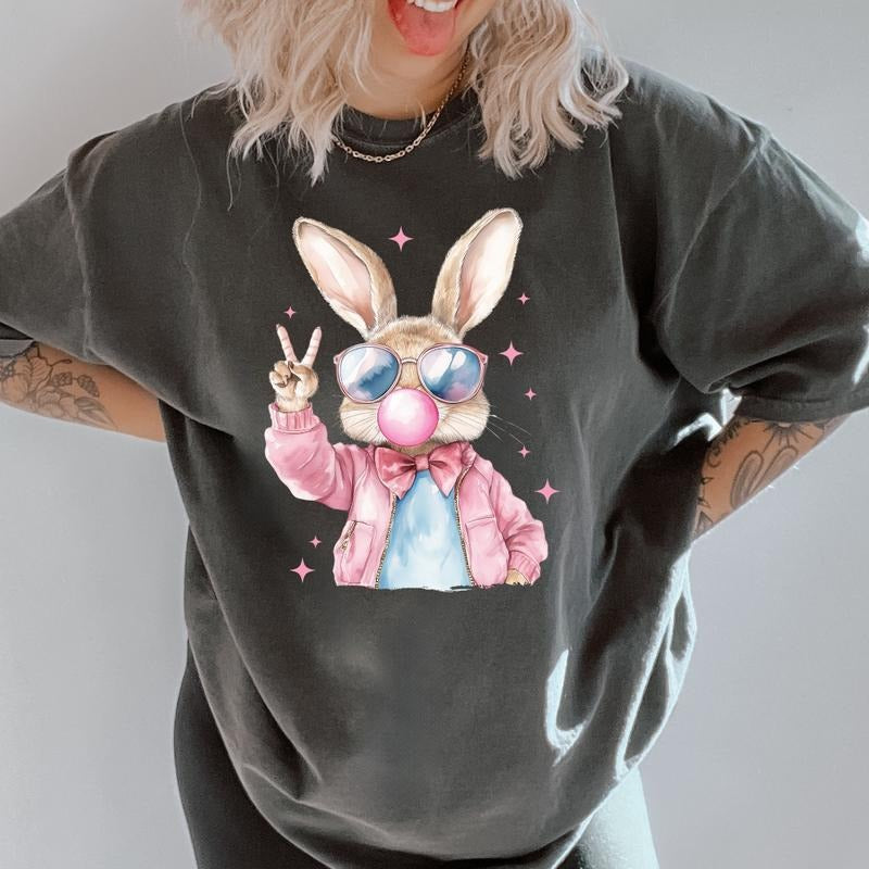 Bubblegum Bunny Shirt ~ Unisex Apparel Relaxed Fit Printed In The USA Clothing Womenswear Casual Comfort Cotton Top...