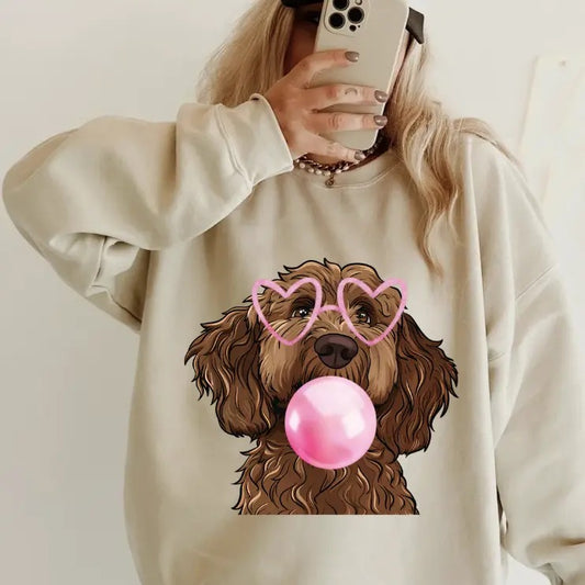 Bubblegum Chocolate Goldendoodle Crewneck ~ Sweatshirt Unisex Apparel Relaxed Fit Printed in the USA Clothing Womenswear...