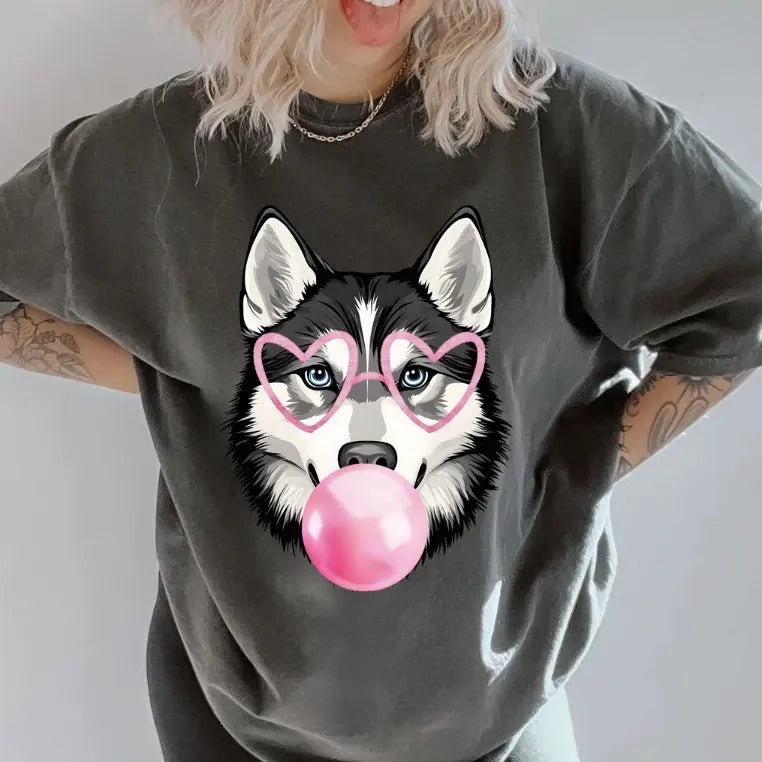 Bubblegum Husky Shirt ~ Unisex Apparel Relaxed Fit Printed In The USA Clothing Womenswear Casual Comfort Cotton Top...